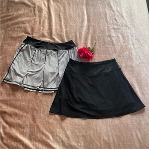 Stylish Black and Striped Skater Skirt Duo